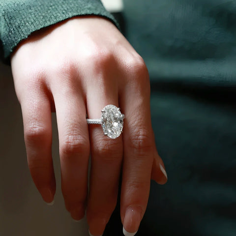 BXINY 8CT Oval Cut All Moissanite Ring