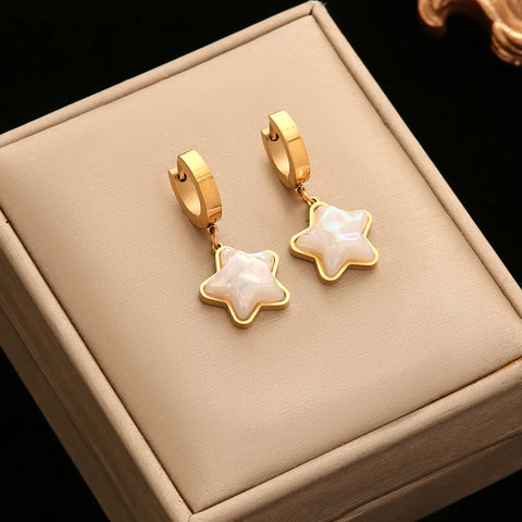 EILIECK 316L Stainless Steel Star Flower Bear Necklace Earrings