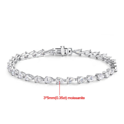 Pear Cut All Moissanite Diamond Bracelet