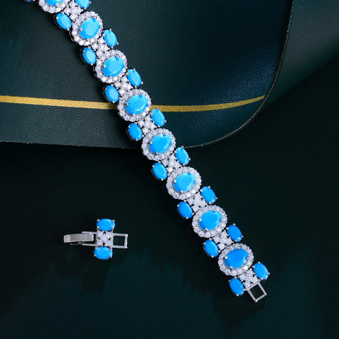 ThreeGraces 2024 New Luxury Blue Turquoise Geometric