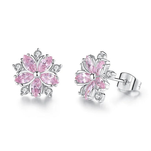 Luxury Female Pink Zircon Stone Earrings