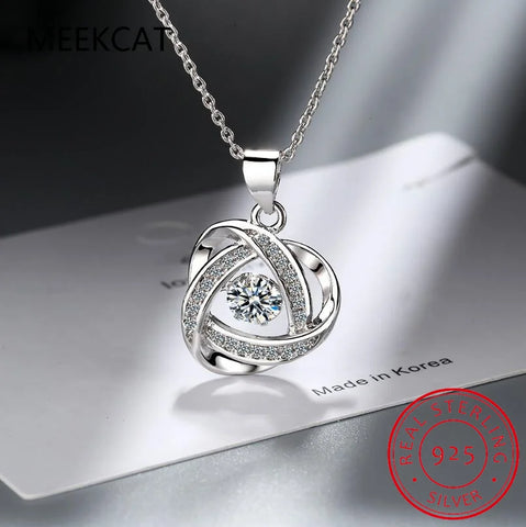 Moissanite Necklace Halo Pendant 0.5ct 925 Sterling Silver