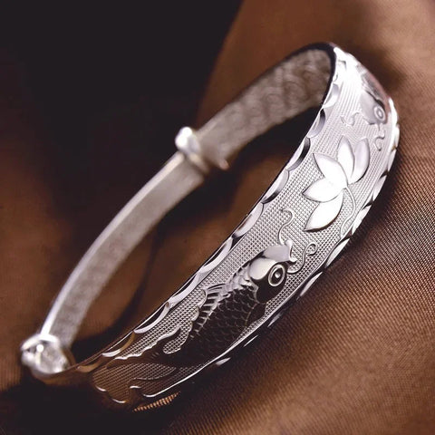 Luxury 925 Sterling Silver Pisces play lotus bracelets