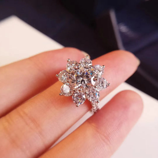 2 Carat Sunflower Real Moissanite Engagement Ring - BOLEVARD RING