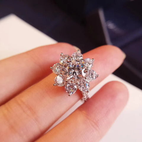 2 Carat Sunflower Real Moissanite Engagement Ring - BOLEVARD RING