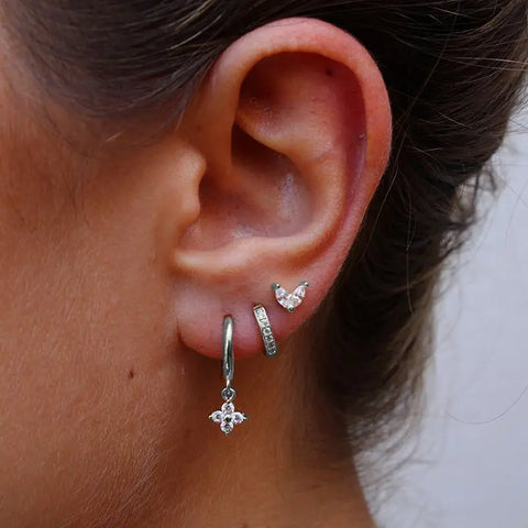 Cubic Zirconia Chain Hoop Earring