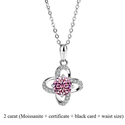 2025 New s925 sterling silver light luxury clover silver pendant Moissanite necklace is a classic and fashionable gift for women