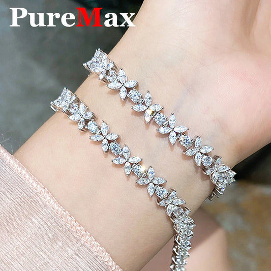 Leaf Flower Pear Zircon Bracelet