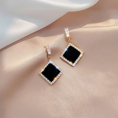 Korean Style Black Zircon Stud Earring