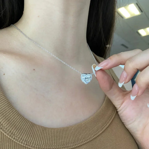 1/2/3/4ct Heart Cut Full Moissanite Diamond Pendant Necklace for Women 925 Sterling Silver Wedding Neck Chain with GRA Certified