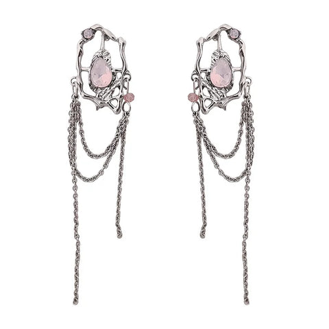Fashion Korea Laser Stone Long Tassel Star Butterfly Earrings