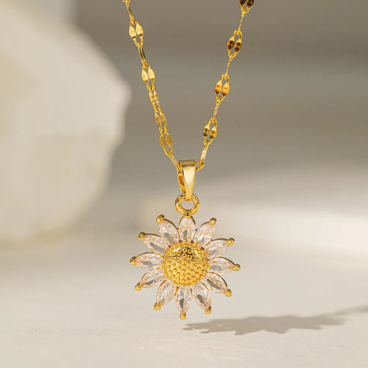 New Fashion Sweet Sex Sunflower Stainless Steel Necklaces