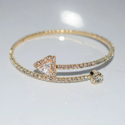 1 Row Triangular Zircon Rhinestone Open Bracelet