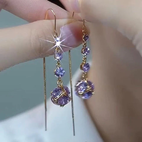 Luxury Purple Crystal Geometric Earrings