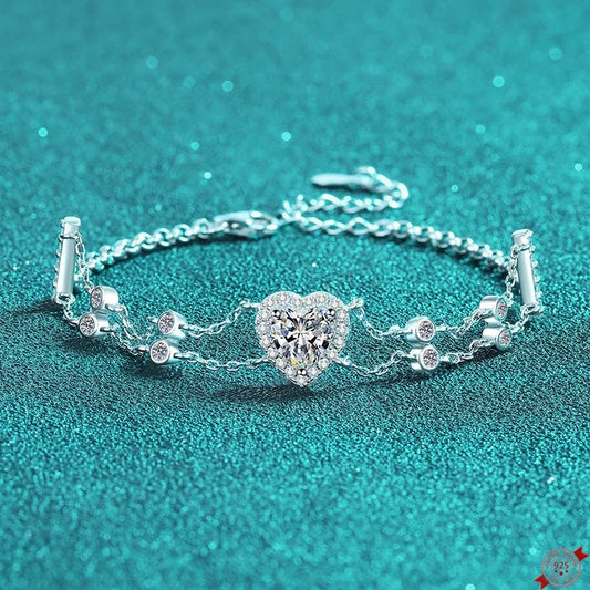 1.0 ct Blue Moissanite S925 Sterling Silver Bracelets