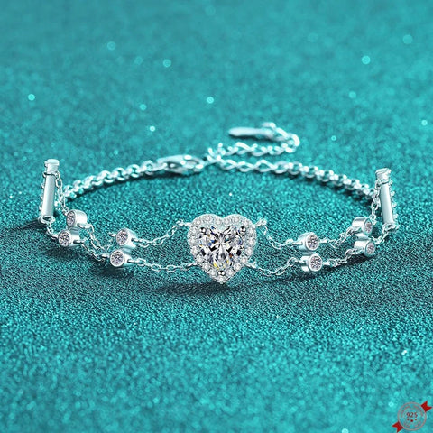 1.0 ct Blue Moissanite S925 Sterling Silver Bracelets