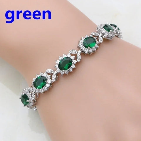 Graceful Green Crystal Leaf Bracelet