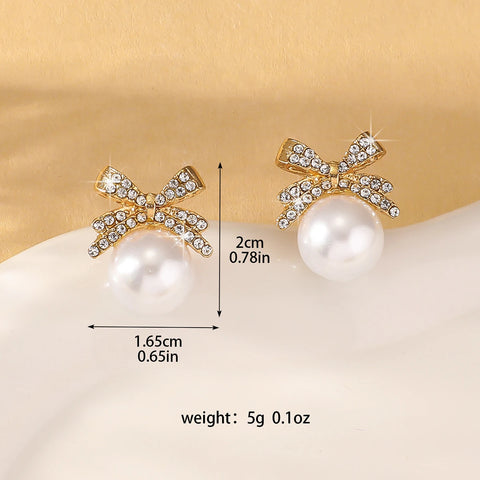 2 Women's Silver Needle Bow Studded
