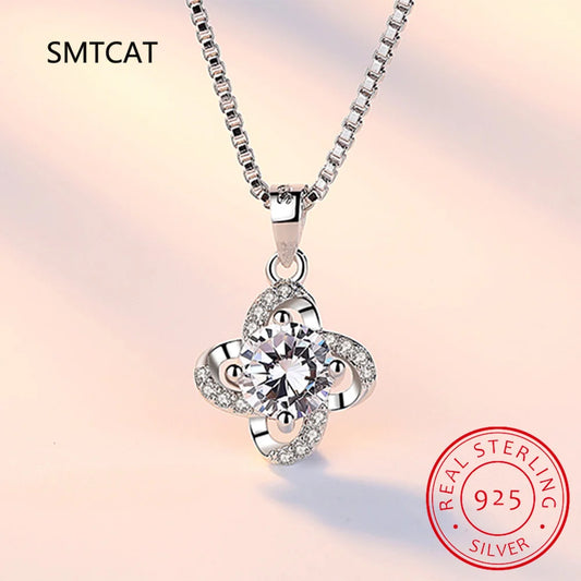 1.2CT Moissanite Necklaces for Women 925 Sterling Silver Diamond Lucky Clover Pendants Necklaces Fine Jewelry Wholesale Colar