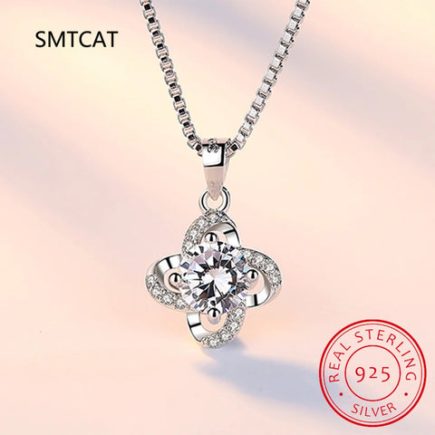 1.2CT Moissanite Necklaces for Women 925 Sterling Silver Diamond Lucky Clover Pendants Necklaces Fine Jewelry Wholesale Colar