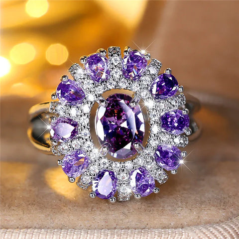 Charm Female Oval Purple Zircon Stone