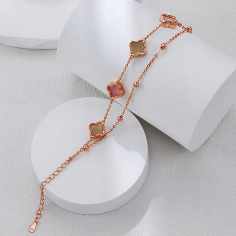 VOBIPY 925 Silver Double Sided Clover bracelet