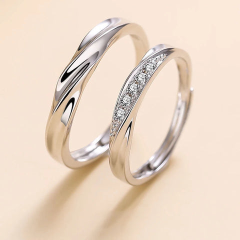 New Simple Couple Rings Silver