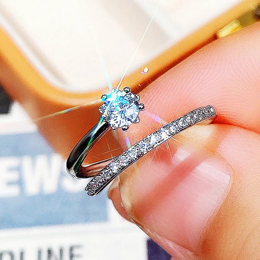 Huitan Delicate Silver Color Opening Circle Rings