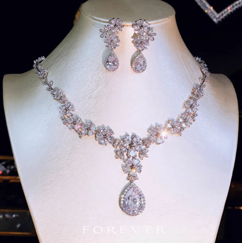 Bridal necklace High quality jewelry Light luxe zircon dress accessories Jewelry earrings set ornaments
