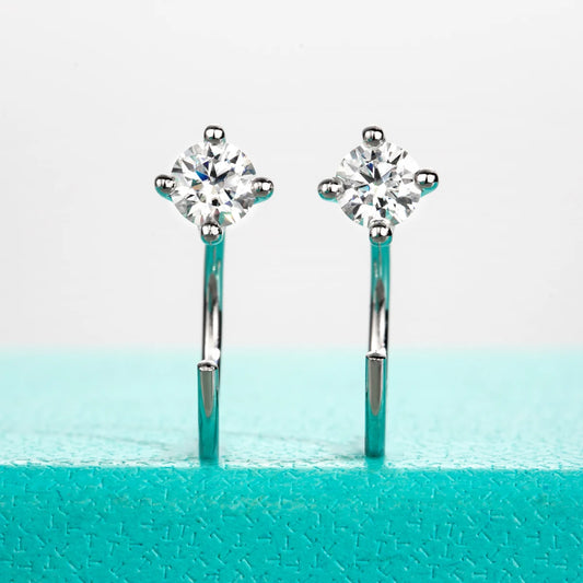 AnuJewel 4mm D Color Moissanites Classic Hoop Earrings