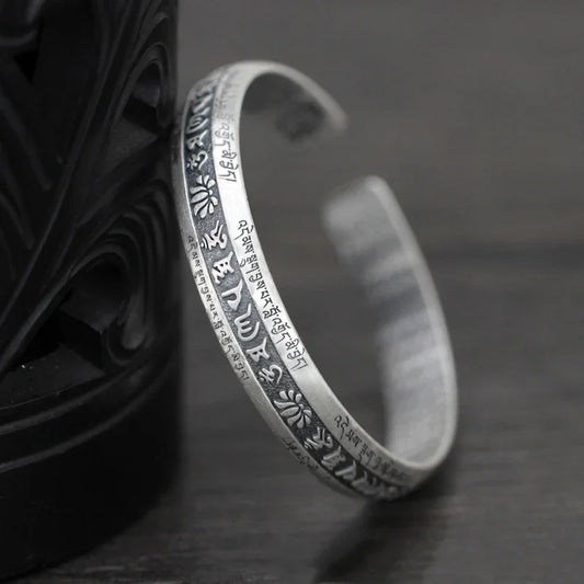 Prajnaparamita Heart Sutra Lotus Flower Bracelet