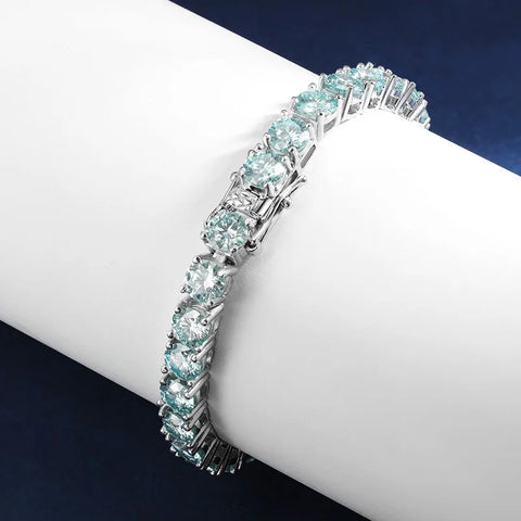 TBCYD 100% Real Blue Moissanite Tennis Bracelet