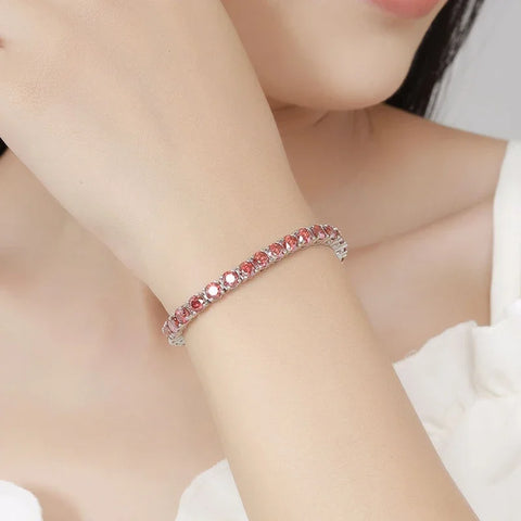 NeeTim Red and White All Moissanite Tennis Bracelets