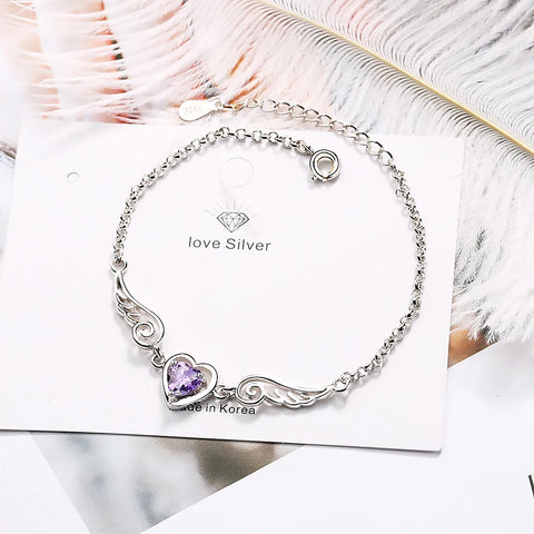 New Love-heart Purple Rhinestone Bracelet