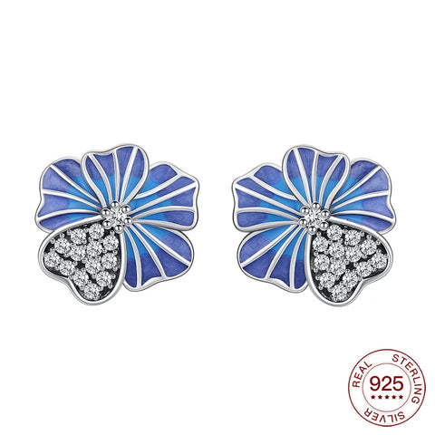 925 Sterling Silver Elegant Sparkling Lucky Clover Hoops Earring