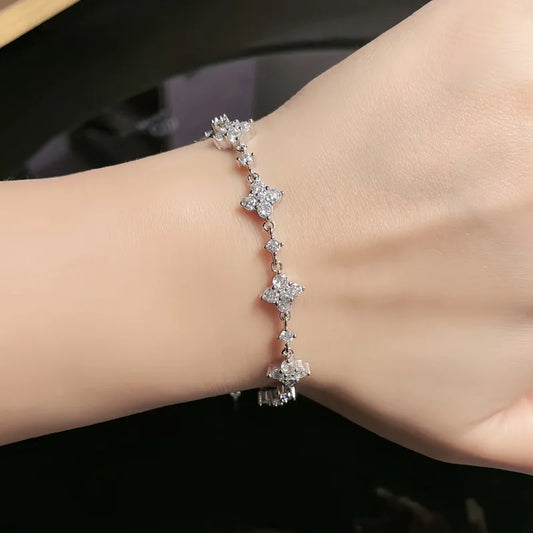 RAPRGOLD Moissanite Four Leaf Clover Bracelets