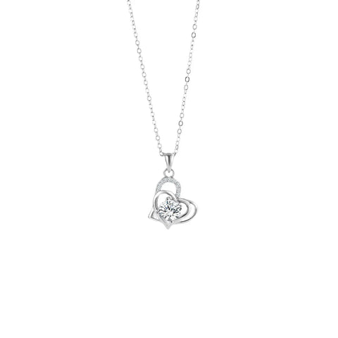 S925 Sterling Silver Heart Shaped Necklace Pendant Clavicle Chain Valentine's Day Birthday Gift Matching Couple Jewelry