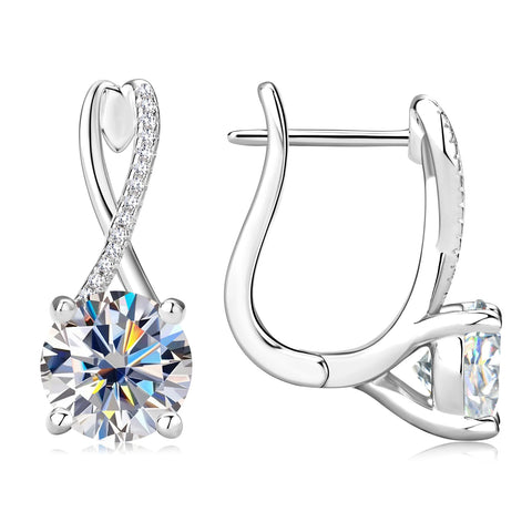 Plated 18K Gold 2 Carat Moissanite Hoop Earrings