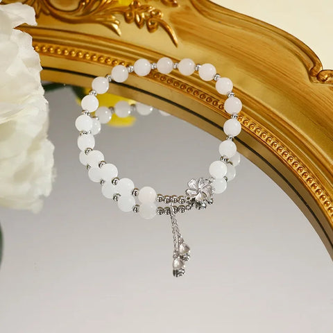 Luxurious Gold Thread Jade Peach Blossom Bracelet