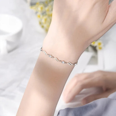 Retro 925 Sterling Silver Blue Crystal Bracelets