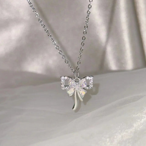 Exquisite Clavicle Chain Elegant Scrub Bow Pendant Necklace For Women Girls Temperament Collar Chain Korean Student