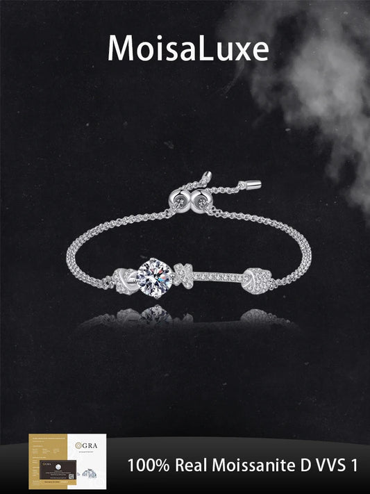 MoisaLuxe Official Store GRA Moissanite Plata  Bracelet