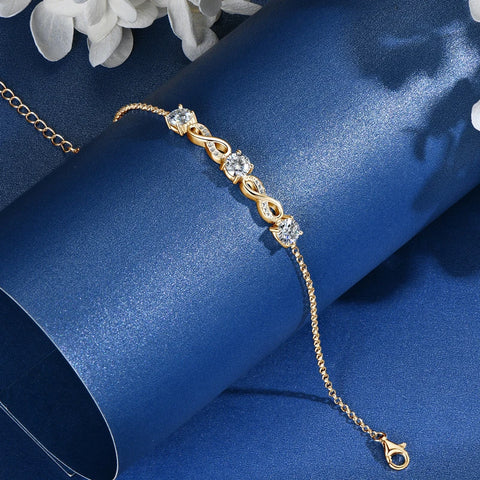18k Gold Plated 5mm 1.5CTW Moissanite Infinity Bracelet