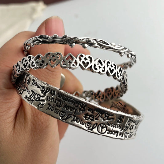 100% Solid 925 Sterling Silver Retro Bracelet