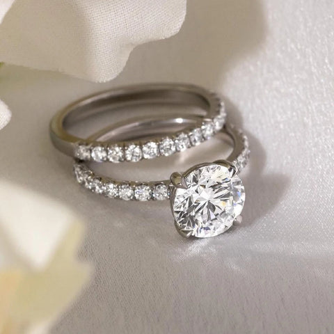 Full Moissanite Bridal Rings Set