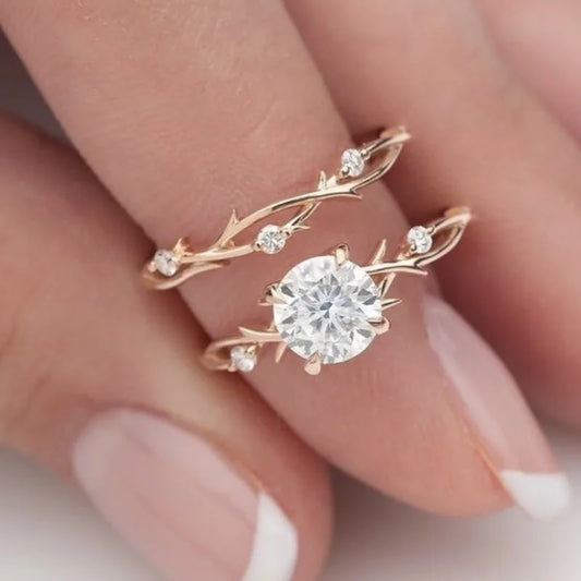 Charm Round Flower Geometry Gold Color Rings