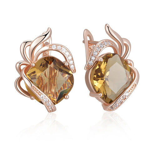 Kinel Hot Brown Natural Zircon English Earrings