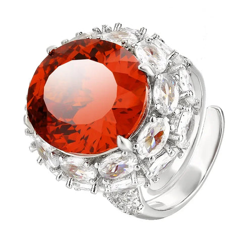 Luxury Blue Red Macrame Oval Gemstone Adjustable Rings