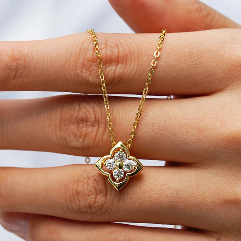 3mm Moissanite S925 Silver Yellow Gold Color Pendant Ladies Anniversary Necklace Gift