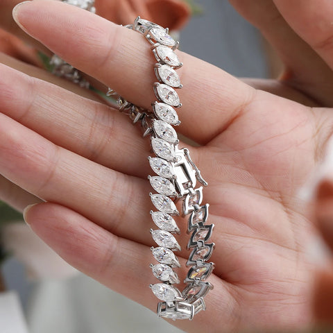 BXINY GRA Certified Marquise Cut All Moissanite Tennis Bracelet